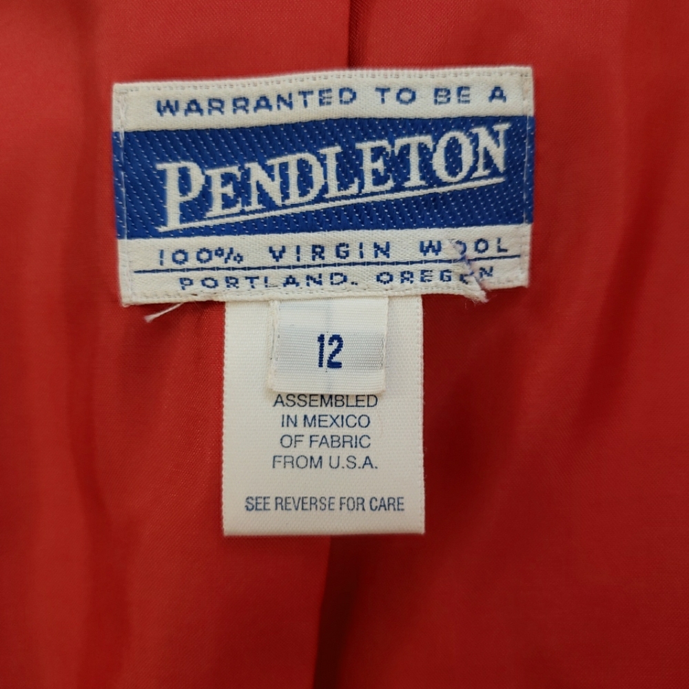 Pendleton Red Single Button Wool Blazer, Size 12 - image 8